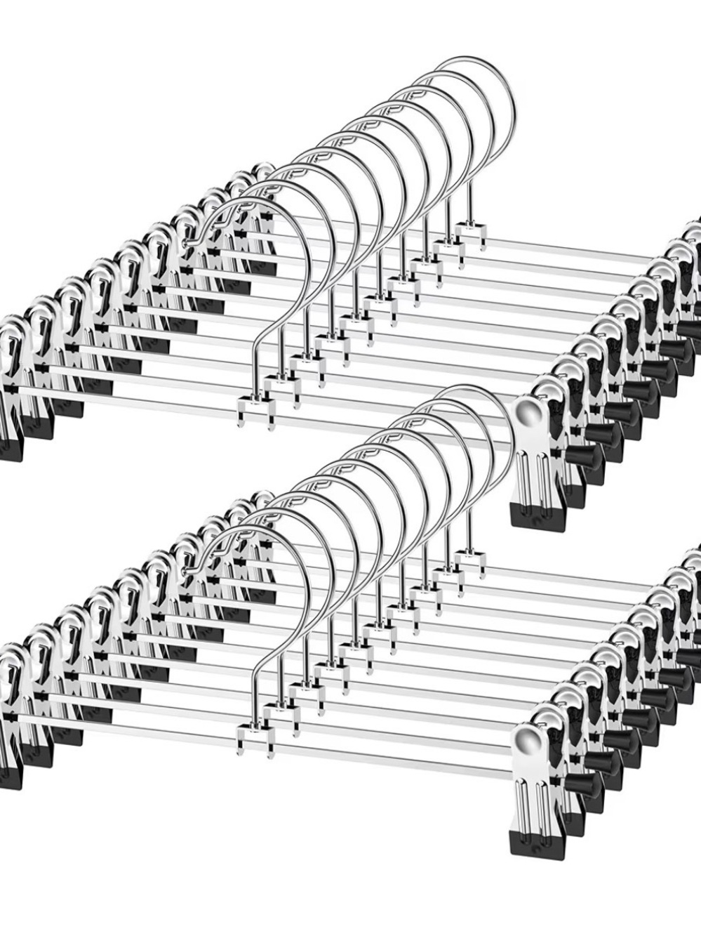 Metal Adjustable Hangers with Black Non-Slip Grips Set of 30